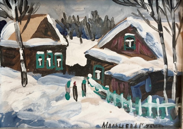 RESERVED Jewel for Christmas - 'Orthodox winter' and 'Village in winter' (2 paintings one price - see separate description)