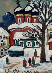 RESERVED Jewel for Christmas - 'Orthodox winter' and 'Village in winter' (2 paintings one price - see separate description)